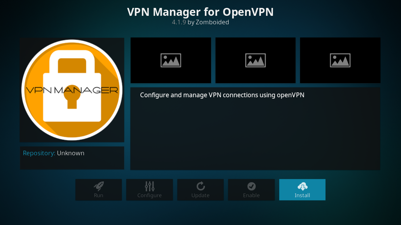 Dodatkowy ekran VPN Manager