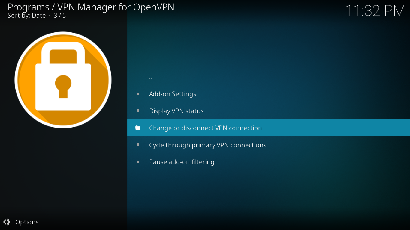 Ekran główny Menedżera VPN