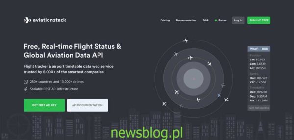 Status lotu w czasie rzeczywistym i API globalnych danych lotniczych