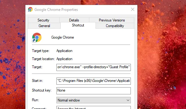 Flaga Chrome w trybie gościa