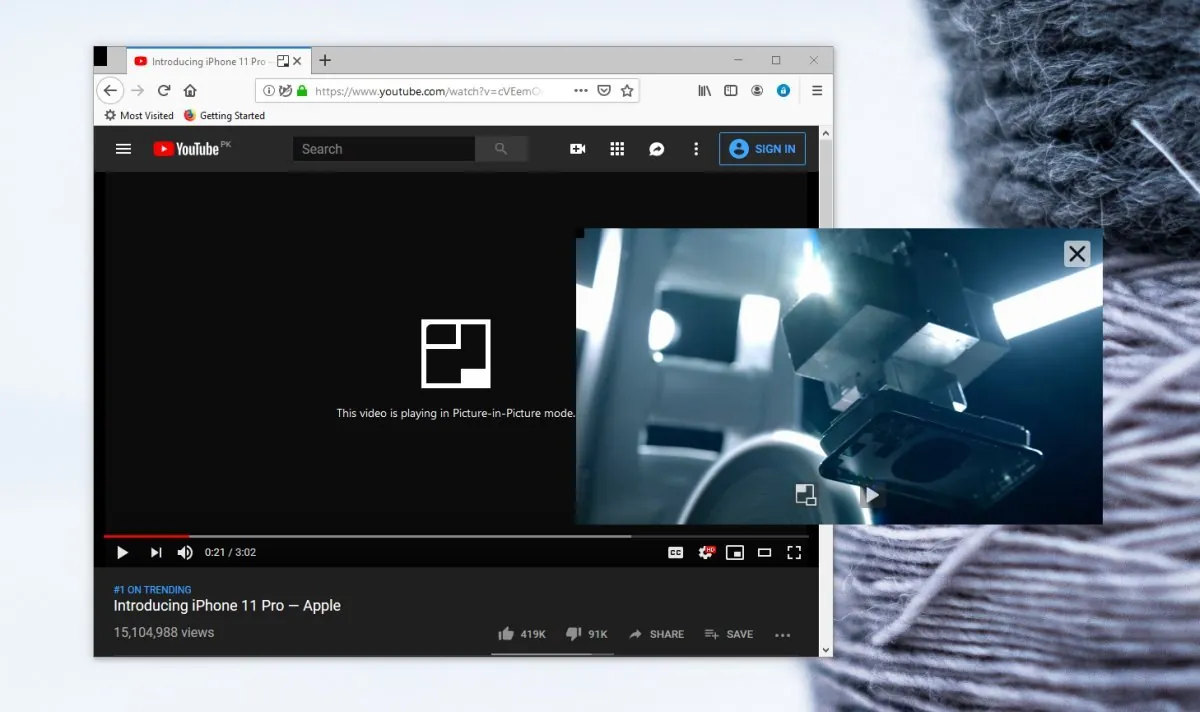 Użycie trybu Obraz w obrazie w Firefoxie