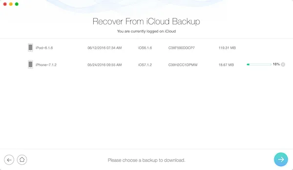 iCloud Backup Odzyskaj dane