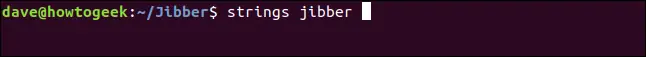 strings jibber w oknie terminala