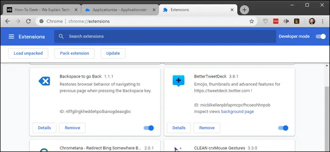 Interfejs rozszerzeń Chrome.