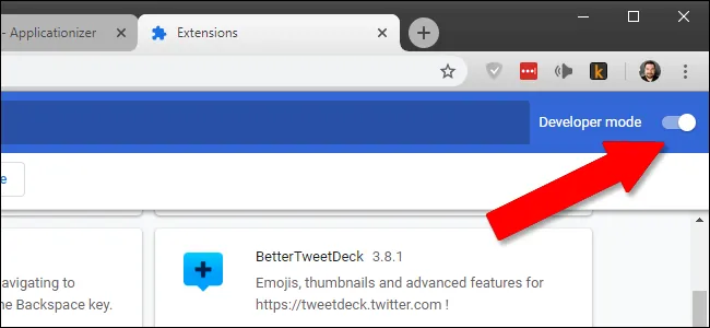 Aktywuj tryb programisty Chrome.