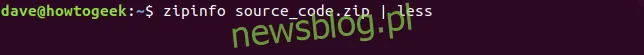zipinfo w oknie terminala