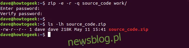 Dodawanie haseł do plików zip w oknie terminala