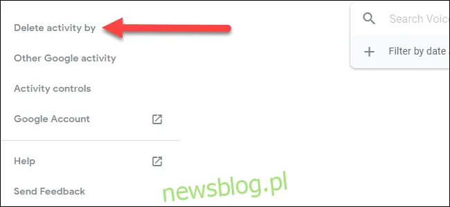 Okno dialogowe aktywności głosowej ze strzałką skierowaną do 
