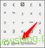 Wybierz opcję Więcej symboli