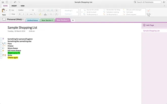 OneNote-TestList