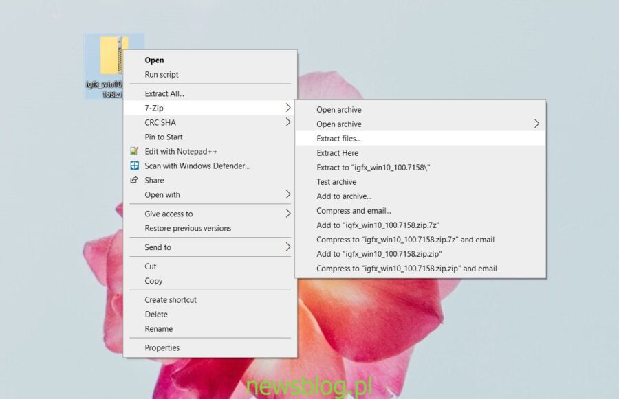 Jak wybrać, gdzie wyodrębnić archiwum w systemie Windows 10