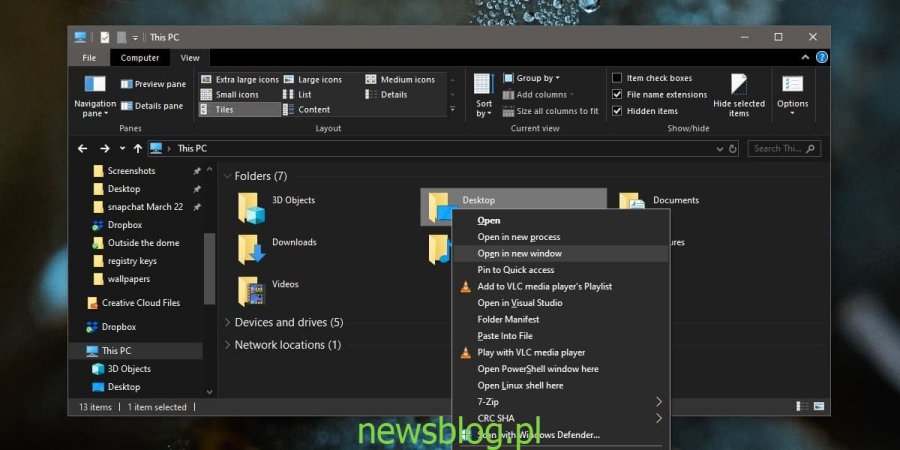 Jak otwierać foldery w nowym oknie Eksploratora plików w systemie Windows 10