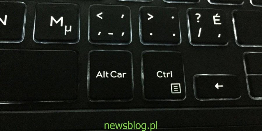 Jak używać klawisza Alt Car lub AltGr na klawiaturze w systemie Windows 10