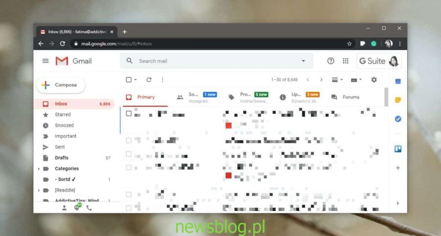 Jak edytować pasek boczny w Gmailu dla Internetu