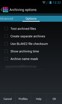 Opcje RAR dla Android_Archive