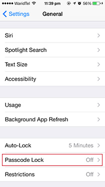 Ustawienia-Kod dostępu-Blokada-iOS
