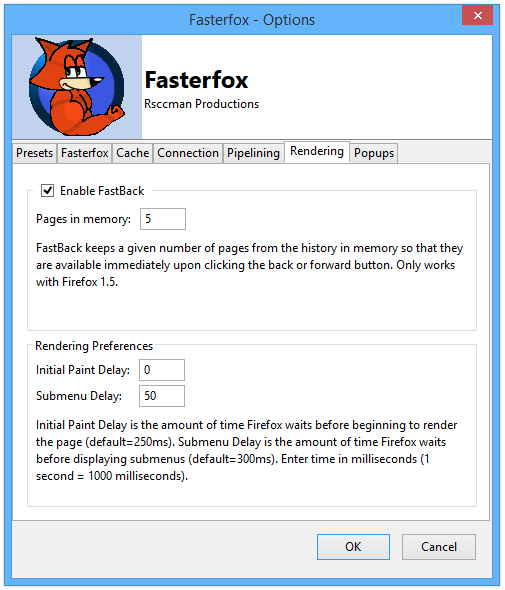 Fasterfox - Opcje - Rendering