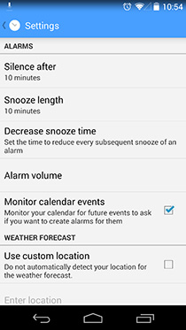 Ustawienia AlarmPad-for-Android
