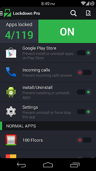 Lockdown Pro dla Androida 17