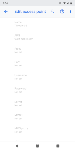 ekran edycji punktu dostępu z wyszarzonymi opcjami