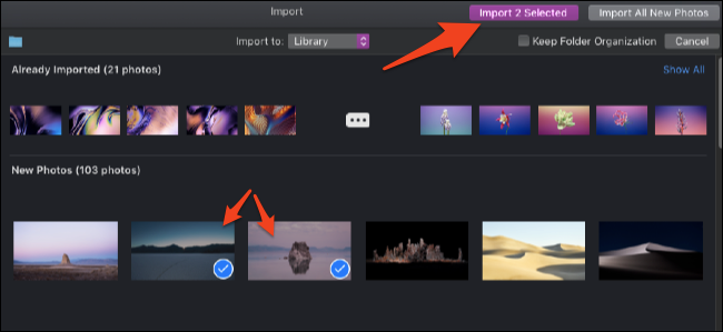 Ekran importu aplikacji Zdjęcia systemu macOS