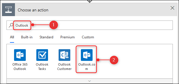 Wyszukaj Outlooka i wybierz Outlook.com