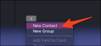 macOS dodaj nowy kontakt