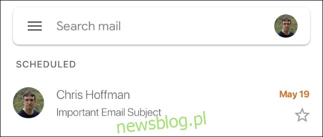 Lista zaplanowanych e-maili w Gmailu na iOS