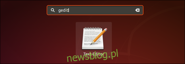 Uruchamianie gedit z menu aplikacji na pulpicie GNOME Ubuntu