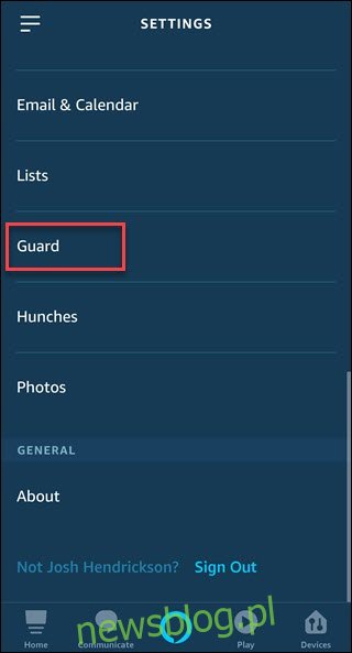 Aplikacja Alexa z opcją Box around Guard.