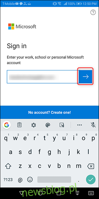 Wprowadź swój adres e-mail Microsoft.