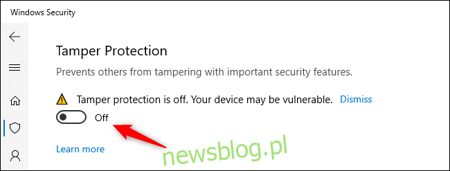 Opcja włączenia ochrony przed naruszeniem integralności w systemie Windows 10