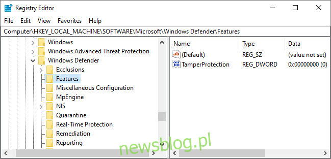 Ustawienie ochrony przed naruszeniem integralności w rejestrze systemu Windows