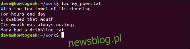 my_poem.txt wymienione w odwrotnej kolejności w oknie terminala