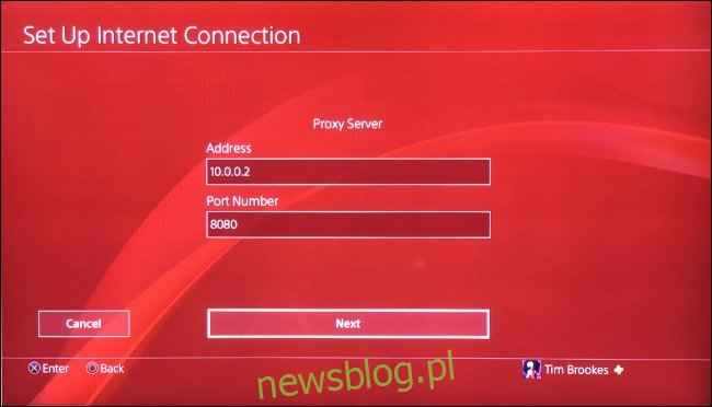 Skonfiguruj PS4 do użytku z serwerem proxy