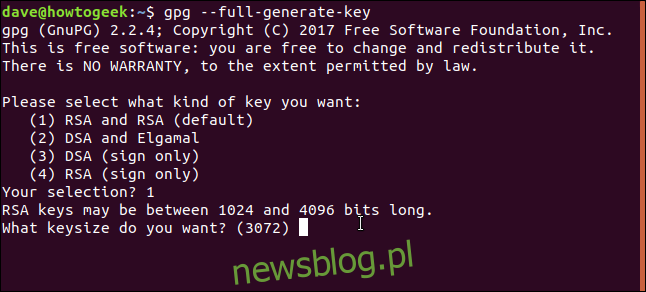 pytania dotyczące generowania kluczy w oknie terminala