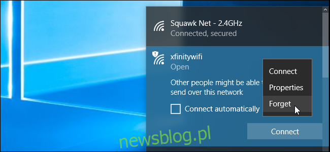 Zapominanie o zapisanej sieci Wi-Fi w systemie Windows 10