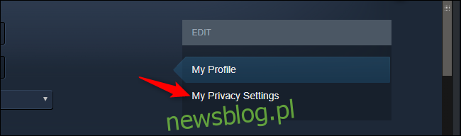 Otwieram ustawienia prywatności profilu w Steam