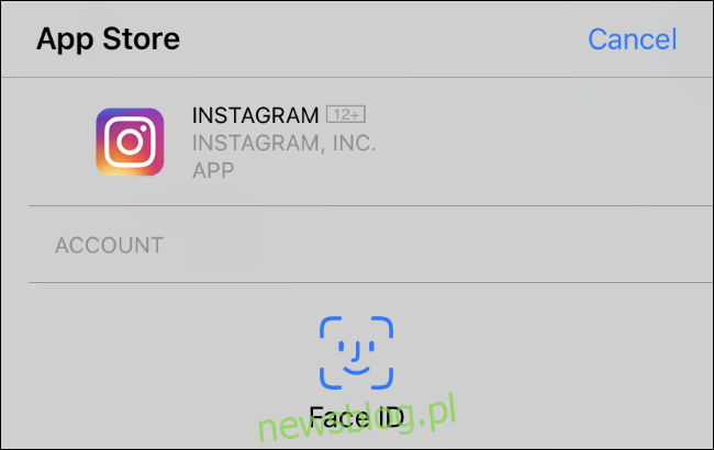 Face ID monit o zainstalowanie aplikacji na telefonie iPhone XR.
