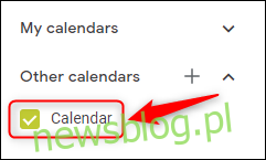 Kalendarz programu Outlook wyświetlany w Kalendarze Google.
