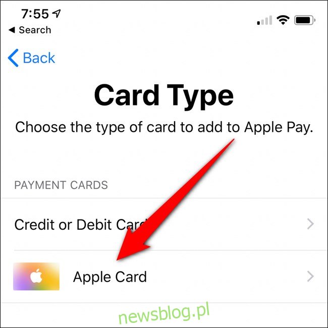 Portfel iPhone'a Wybierz Apple Card