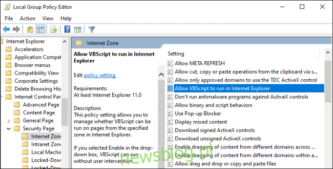 Włączanie języka VBScript w przeglądarce Internet Explorer za pośrednictwem zasad grupy