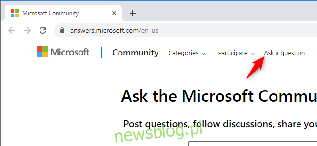 Zadawanie pytania na forach społeczności Microsoft