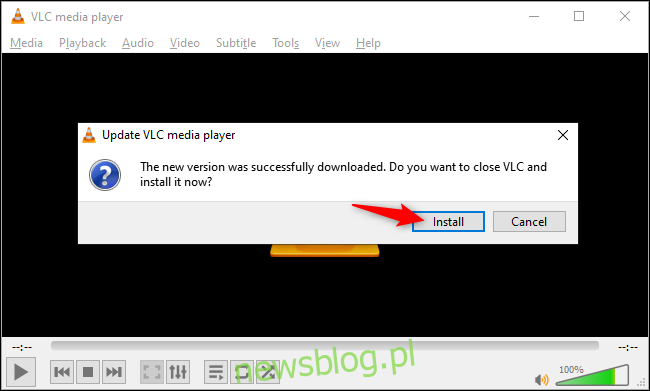 Mówienie VLC, aby zainstalował aktualizację
