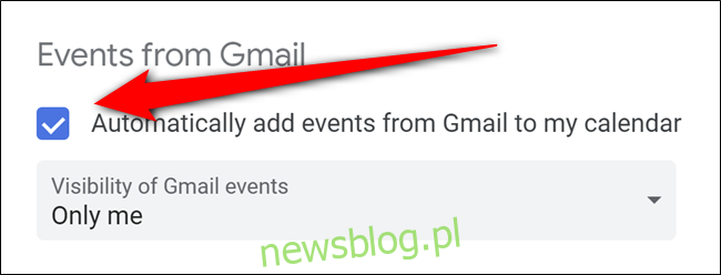 Kalendarz Google wyłącza automatyczne wydarzenia Gmaila