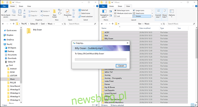 Przesyłanie plików z systemu Windows do urządzenia z systemem Android w Eksploratorze plików