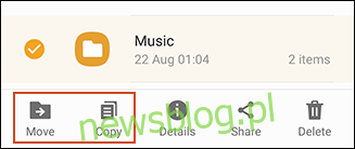 Możliwość kopiowania lub przenoszenia plików z USB za pomocą Samsung My Files