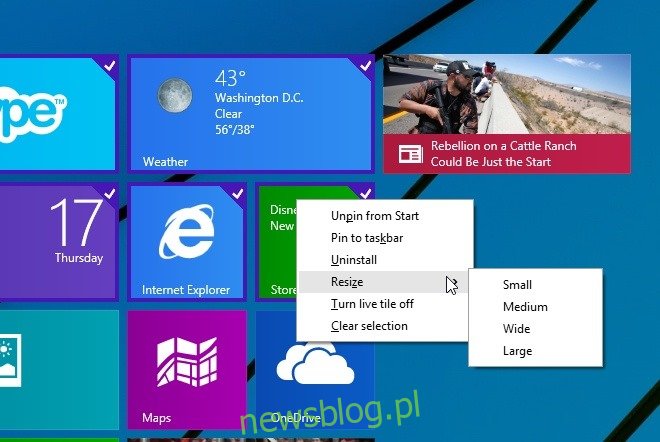Ekran startowy Aktualizacja systemu Windows 8.1 1_Menu kontekstowe