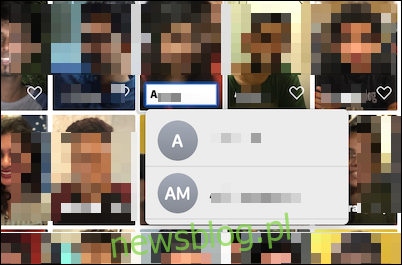 Szybki skrót do dodawania nazwy do twarzy w aplikacji Zdjęcia na Macu