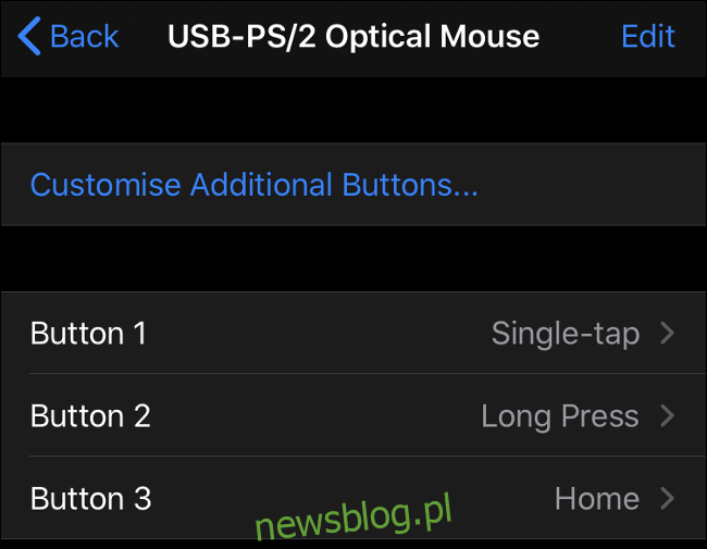 Konfiguracja przycisku myszy w iOS 13 (iPadOS 13)